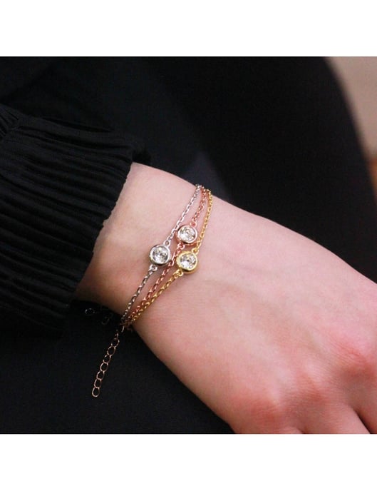 Pulsera Trio con Piedras de Nacimiento - Oro y Cristal - Image 2