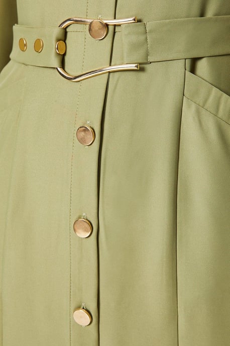 Heavy Crepe D-ring Belted Shirt Dress