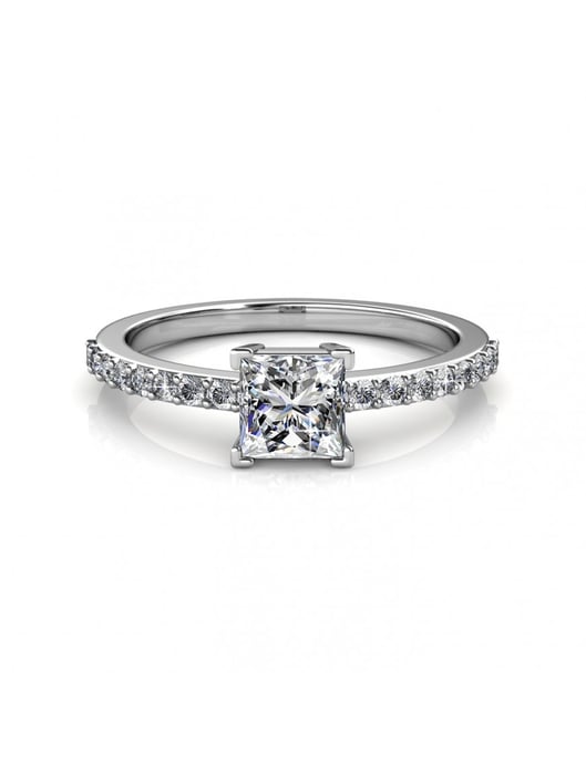 Anillo Cuadrado Simple - Plata y Cristal - Image 3