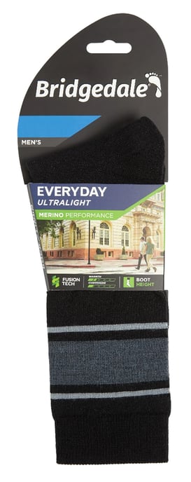 Bridgedale - Calcetines para hombre Liner Base Layer Merino - Negro / Gris claro - Image 2