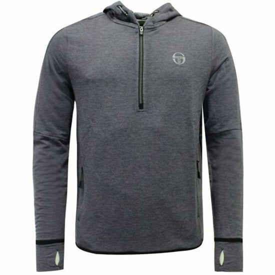 Sergio Tacchini Long Sleeve Half Zip Up Hooded Grey Mens Idra Sweaters 37678 961