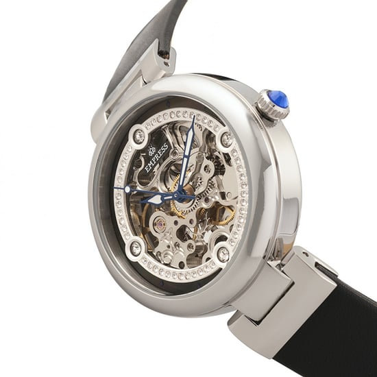 Empress Adelaide Automatic Skeleton Leather-Band Watch