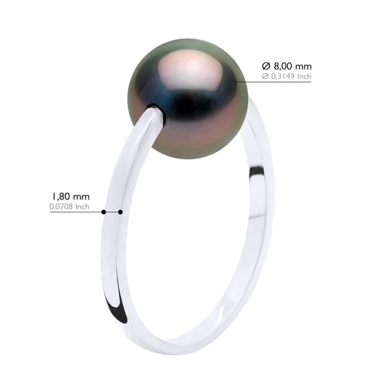 Ring - White Gold - Real Cultured Tahiti Pearl Round 8-9 mm - Image 2