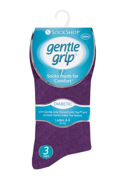 Gentle Grip - 6 Pares de Calcetines Diabéticos de Mujer con Parte Superior de Peine de Miel y Costuras de Puntera Unidas a Mano - Morado 38 - Image 2