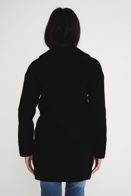Women's Elle Wool Reefer Jacket in Black