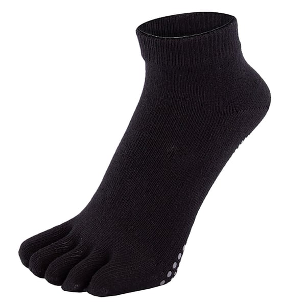 TOETOE - Calcetines de dedo antideslizantes y que absorben la humedad para yoga / pilates para hombres y mujeres - Negros - Image 1