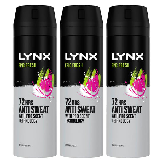 Lynx Anti-Perspirant Epic Fresh 72H Sweat & Odour Protection Deodorant, 3x200ml