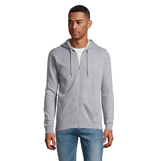 SOLS Mens Stone Zip Up Plain Hoodie (Grey Marl) - Image 4