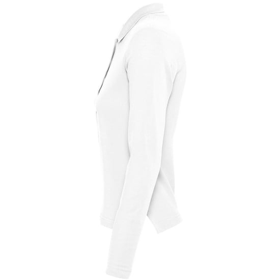 SOLS Womens/Ladies Podium Long Sleeve Pique Cotton Polo Shirt (White) - Image 3