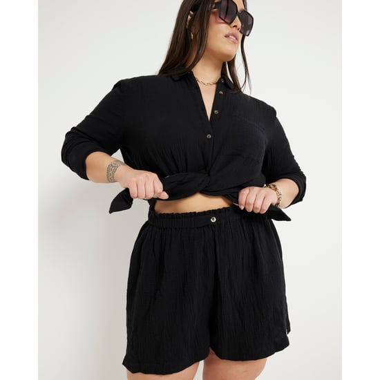River Island Womens Shorts Plus Black Textured