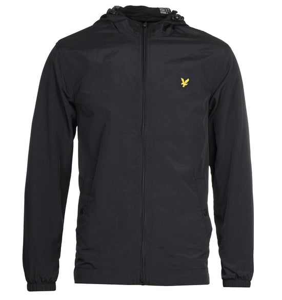 Chaqueta ligera corta con capucha en negro azabache Branded Lyle & Scott - Image 1
