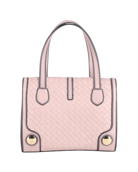 Bottega Veneta Double-Handle Woven Tote Bag in Pink Calfskin Leather - Image 4