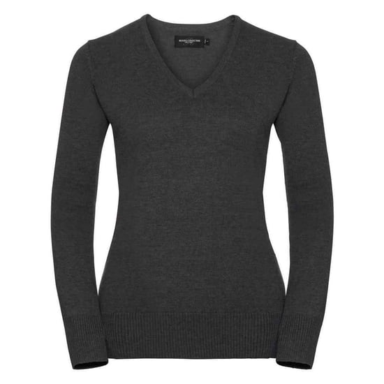 Russell Collection Womens/Ladies Marl V Neck Sweatshirt (Charcoal) - Image 1
