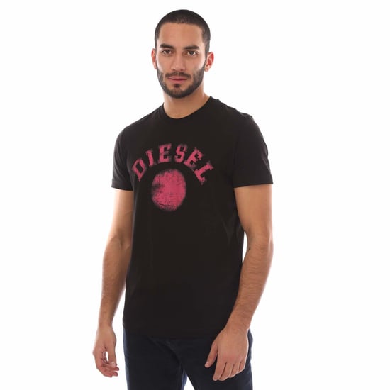 Camiseta negra con diseño circular descolorido en rosa Diesel - Image 1