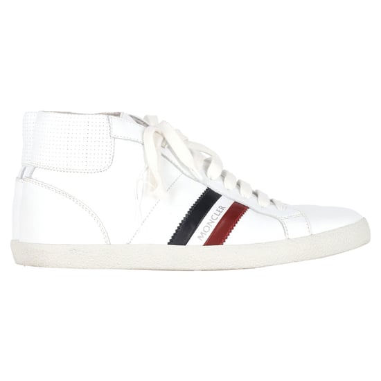Moncler Monte Carlo Striped High Top Sneakers in White Leather - Image 1