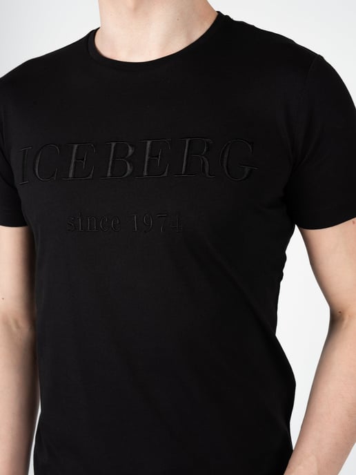 Iceberg T-Shirt C-Neck del hombre negro - Image 5