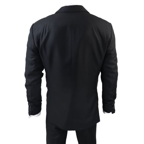 Traje clásico negro liso de 3 piezas IM1 para hombre - Image 5