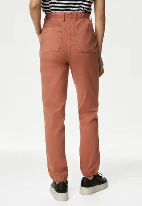 M&S Collection Ladies Cotton Blend Slim Fit Ankle Grazer Joggers Rojo ladrillo - Image 2