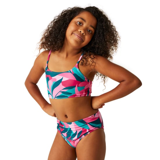 Regatta Girls Dakaria II Tropical Leaves Bikini Set (Tahoe Blue)