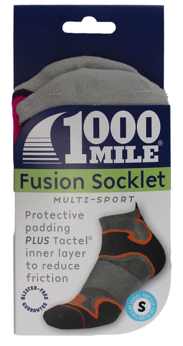 1000 Mile - Calcetines acolchados para mujer Double Layer Fusion Ankle Running - Rosa / Morado - Image 2
