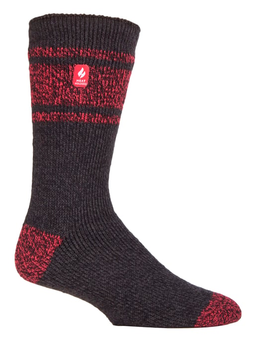 Calentadores - Calcetines Térmicos Extra Gruesos para Hombre para el Invierno | Calcetines Aislantes de Forro Polar Cálido | Regalos para Hombre - Carbón / Rojo (Atenas) - Image 1