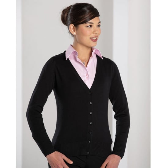 Russell Collection Ladies/Womens V-neck Knitted Cardigan (Black) - Image 3