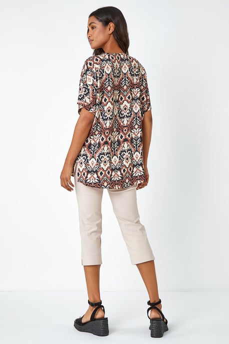 Button Detail Aztec Print Top