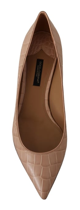 Zapatos de Mujer con Tacones Kitten de Cuero Beige Dolce & Gabbana - Image 6