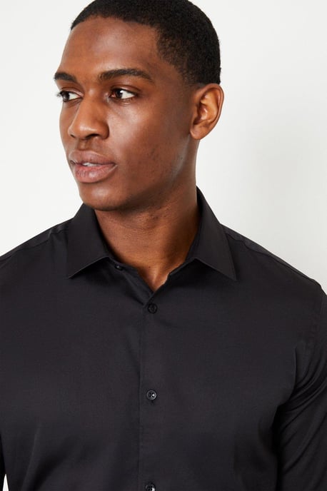 Black Slim Fit Long Sleeve Easy Iron Shirt - Image 4