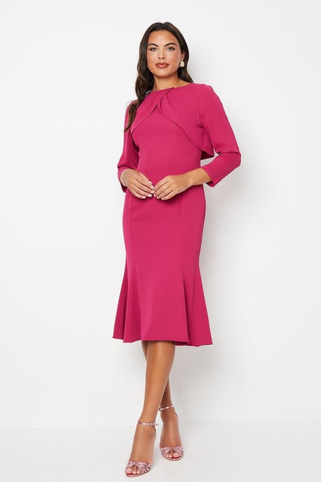 Tulip Bodice Long Sleeve Midi Dress