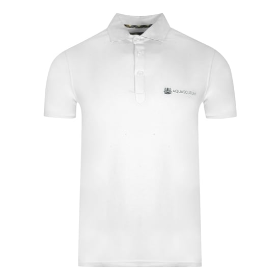 Polo blanco con logo en bloque Aldis de Aquascutum - Image 1