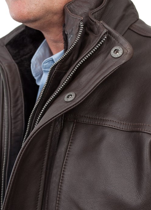 Warm Mid-Length Leather Biker Jacket