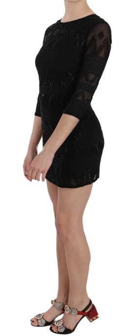 Vestido mini shift de seda negra con lentejuelas de John Richmond - Image 2