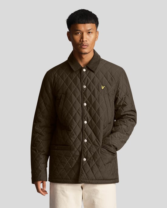 Chaqueta acolchada verde oliva con emblema de la marca Lyle & Scott - Image 1