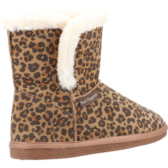Hush Puppies Womens/Ladies Ashleigh Leopard Print Suede Slipper Boots (Brown) - Image 2
