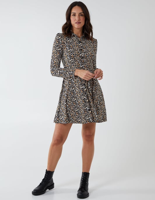 EVA - Button Up Collar Shirt Swing Dress - Image 1