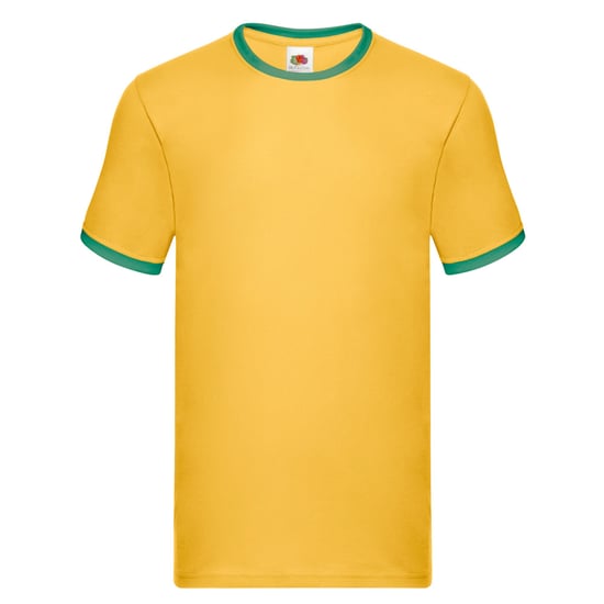 Fruit of the Loom Mens Ringer Contrast T-Shirt (Sunflower/Kelly Green) - Image 1