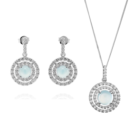 Orphelia 'Rivera' Women's 925 Sterling Silver Set: Chain-Pendant + Earrings - Silver SET-7481/BC