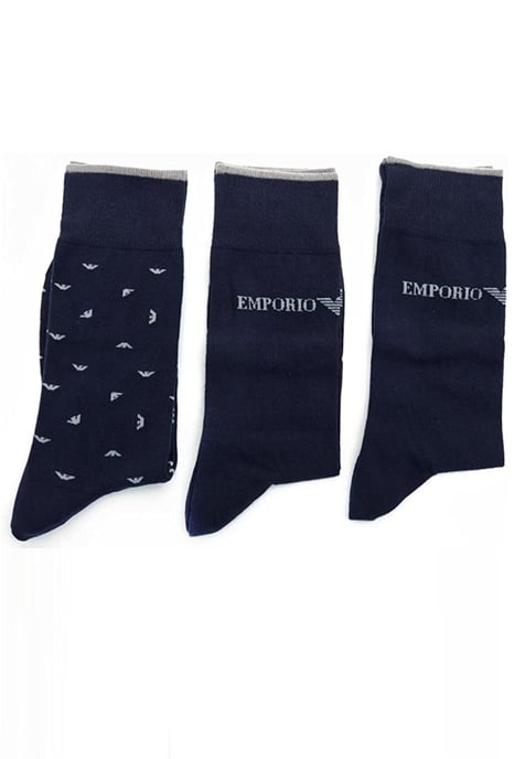 Emporio Armani Set de Regalo de 3 Pares de Calcetines para Hombre en Azul Marino - Image 1