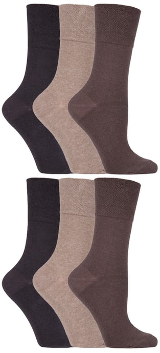 Gentle Grip - 6 Pares de Calcetines Diabéticos de Mujer con Parte Superior de Peine de Miel y Costuras de Puntera Unidas a Mano - Marrón 39 - Image 1
