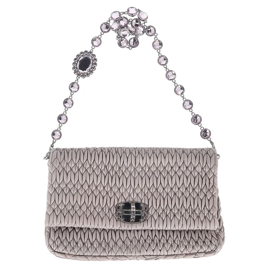 Miu Miu Large Crystal Cloque Shoulder Bag in Grey Nappa Leather - Image 1