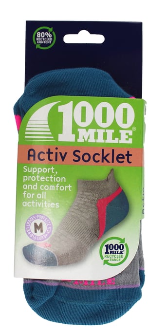 1000 Mile - Calcetines sin costuras Active Low Cut Repreve para mujer - Plata / Verde azulado - Image 2