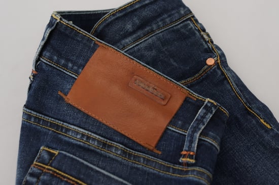 Jeans de mujer ajustados de cintura baja de algodón azul Acht - Image 4