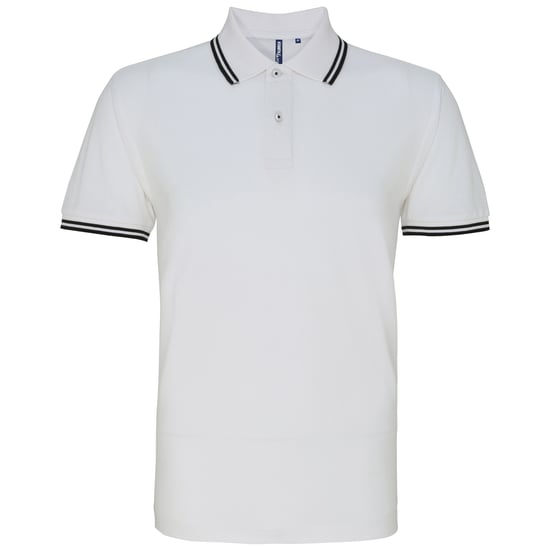 Asquith & Fox Mens Classic Fit Tipped Polo Shirt (White/ Black) - Image 1