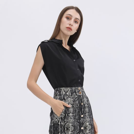 Mat satin sleeveless shirt - Image 3