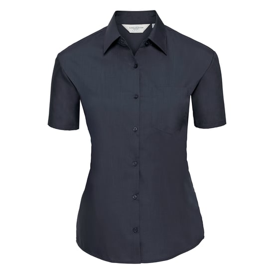 Russell Collection Womens/Ladies Classic Polycotton Easy-Care Short-Sleeved Shirt (French Navy) - Image 1