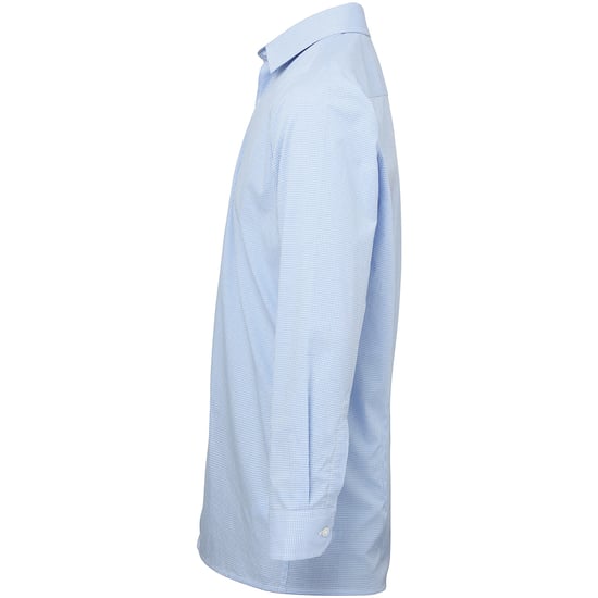 Premier Mens Microcheck Long Sleeve Shirt (Light Blue/White) - Image 3