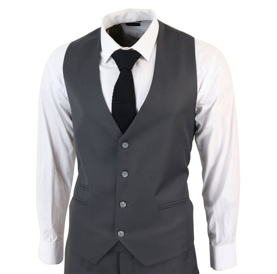 Traje clásico liso de 3 piezas color carbón IM1 para hombre - Image 4
