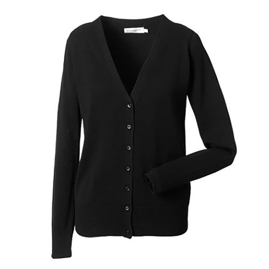 Russell Collection Ladies/Womens V-neck Knitted Cardigan (Black) - Image 2