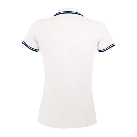 SOLS Womens/Ladies Pasadena Polo Shirt (White/Navy) - Image 2